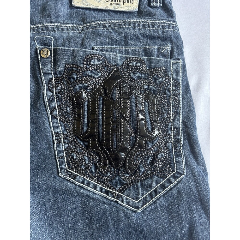 Southpole premium vintage loose fit embroidery jeans y2k style Size 36 - Picture 7 of 15